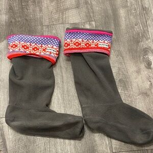 Hunter Gray Socks with Red and Pink Pattern